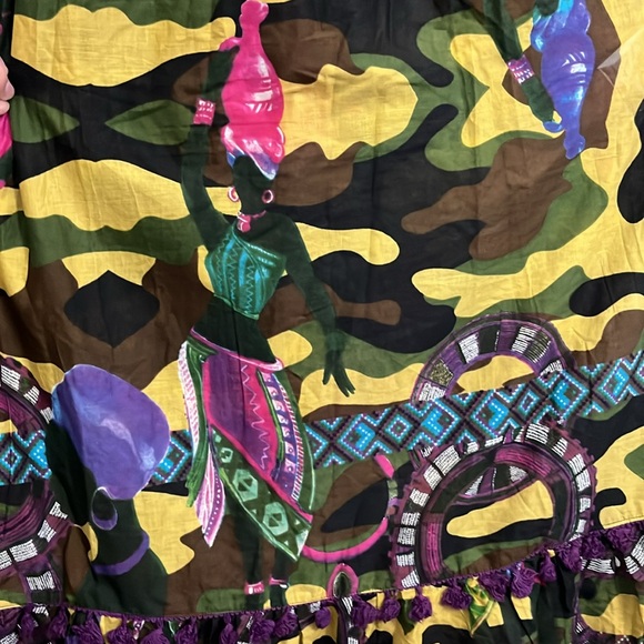 Antica Sartoria Italian Boho Camo African Folk Art Maxi Dress - Picture 10 of 17